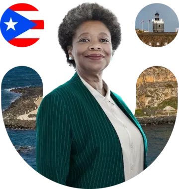 A woman with the Puerto Rico flag