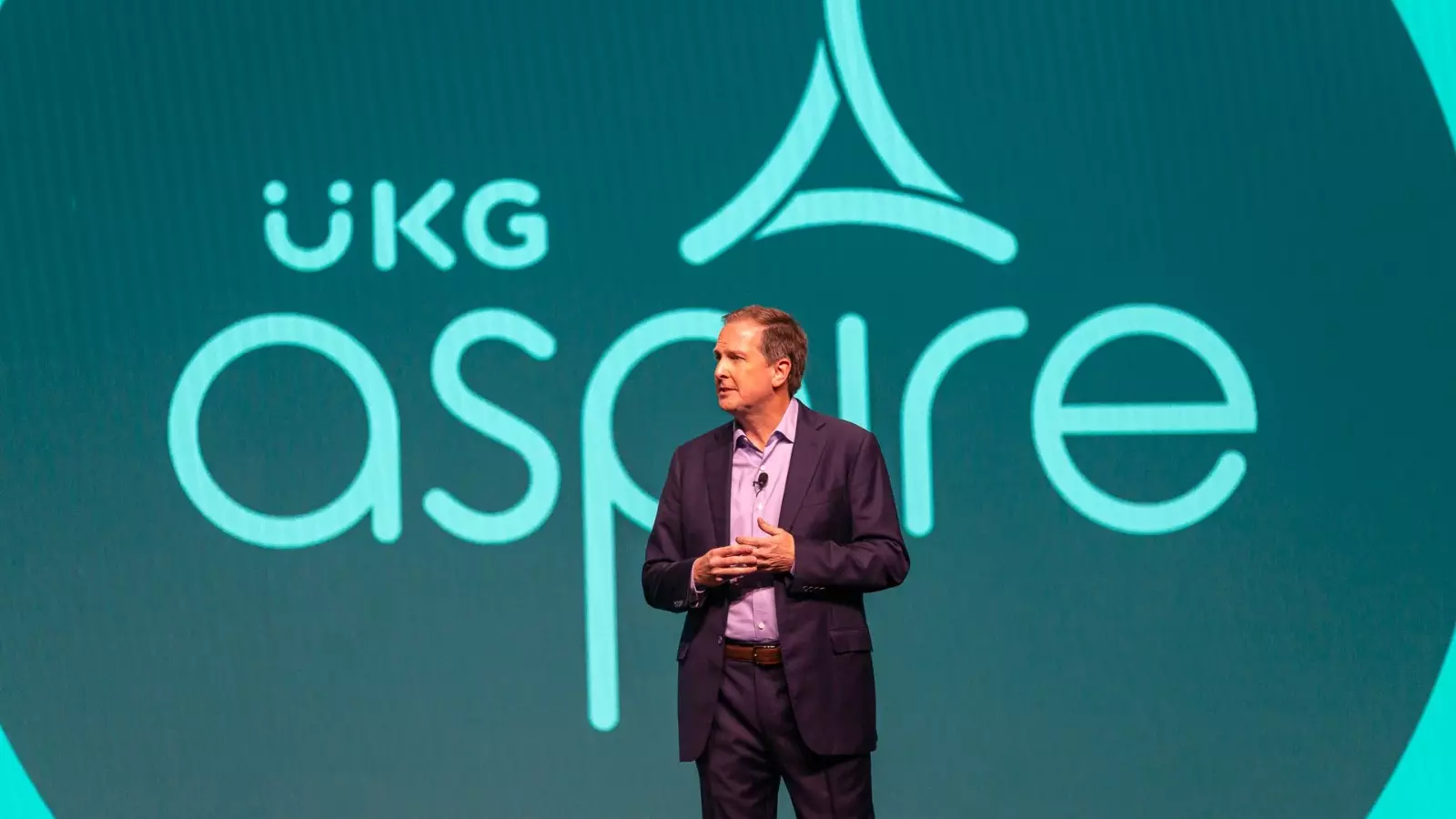 UKG CEO Chris Todd speaking on the main stage at UKG Aspire 2023