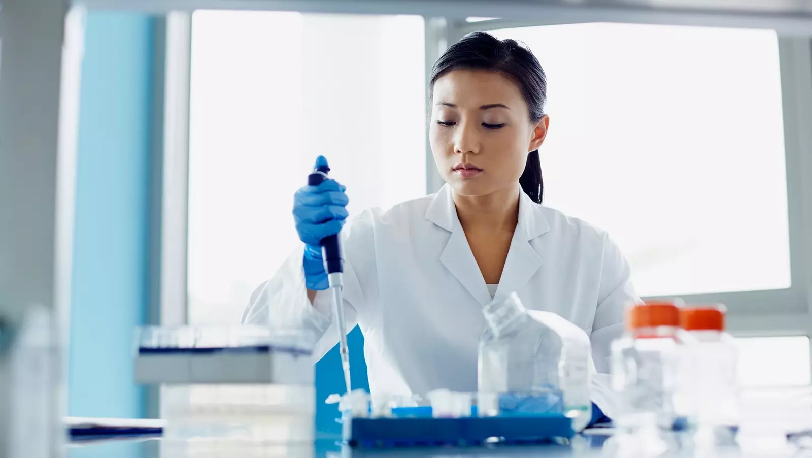 Female scientist working