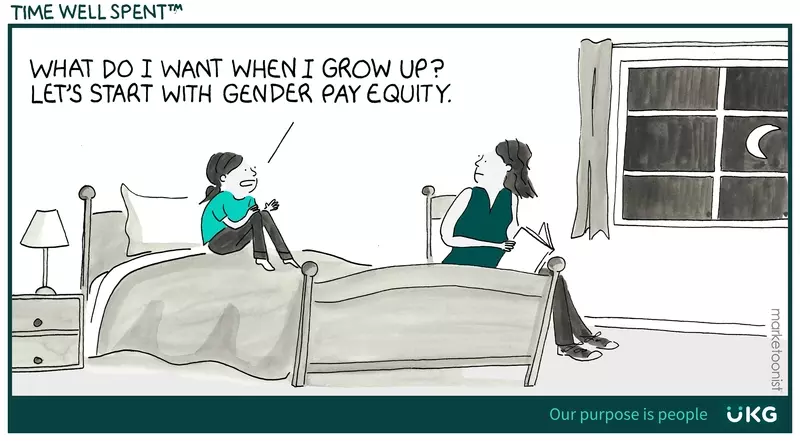 A cartoon illustrating the effects of the gender pay gap 