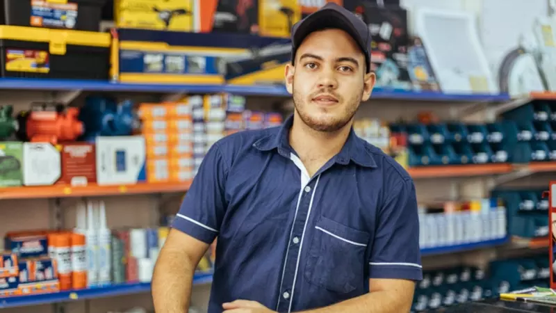 A retail worker at a hardware store 